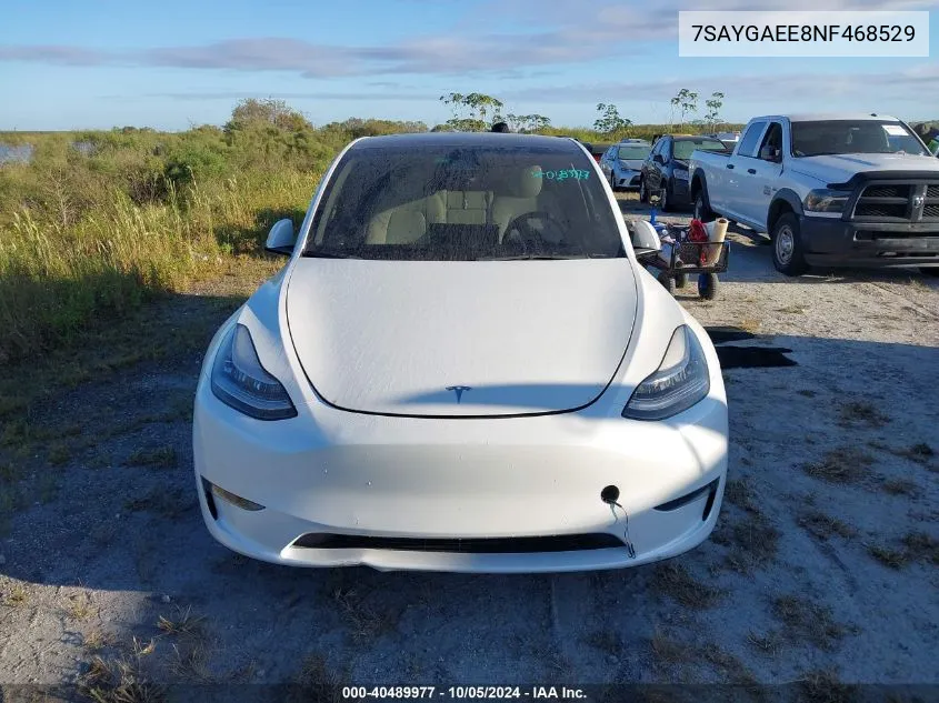 2022 Tesla Model Y Long Range Dual Motor All-Wheel Drive VIN: 7SAYGAEE8NF468529 Lot: 40489977