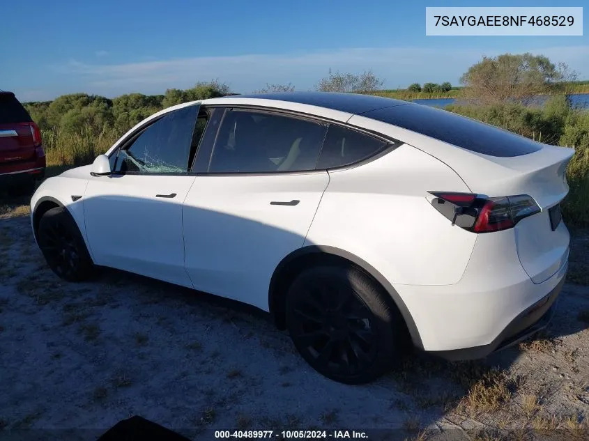 2022 Tesla Model Y Long Range Dual Motor All-Wheel Drive VIN: 7SAYGAEE8NF468529 Lot: 40489977