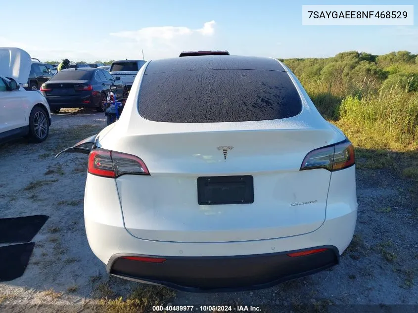 2022 Tesla Model Y Long Range Dual Motor All-Wheel Drive VIN: 7SAYGAEE8NF468529 Lot: 40489977