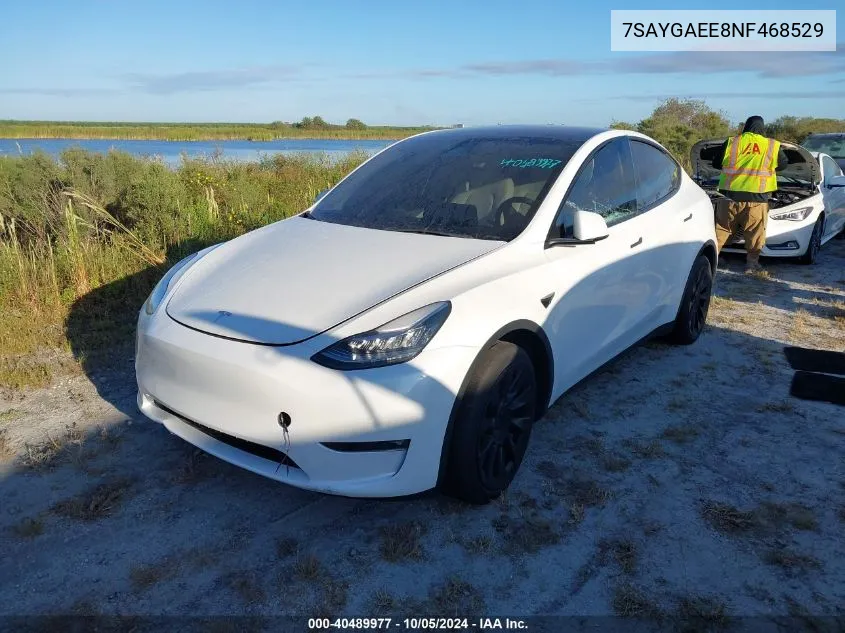 2022 Tesla Model Y Long Range Dual Motor All-Wheel Drive VIN: 7SAYGAEE8NF468529 Lot: 40489977