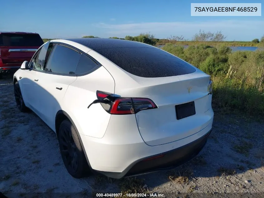 2022 Tesla Model Y Long Range Dual Motor All-Wheel Drive VIN: 7SAYGAEE8NF468529 Lot: 40489977