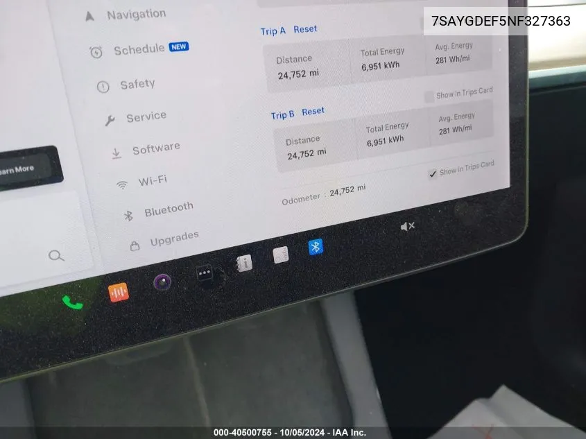 2022 Tesla Model Y VIN: 7SAYGDEF5NF327363 Lot: 40500755