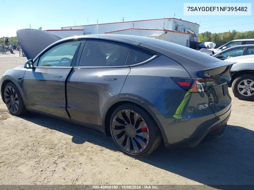 2022 Tesla Model Y Performance Dual Motor All-Wheel Drive VIN: 7SAYGDEF1NF395482 Lot: 40508190