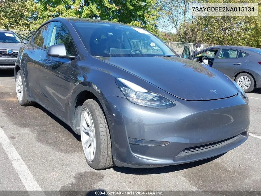 2022 Tesla Model Y Long Range Dual Motor All-Wheel Drive VIN: 7SAYGDEE2NA015134 Lot: 40521940