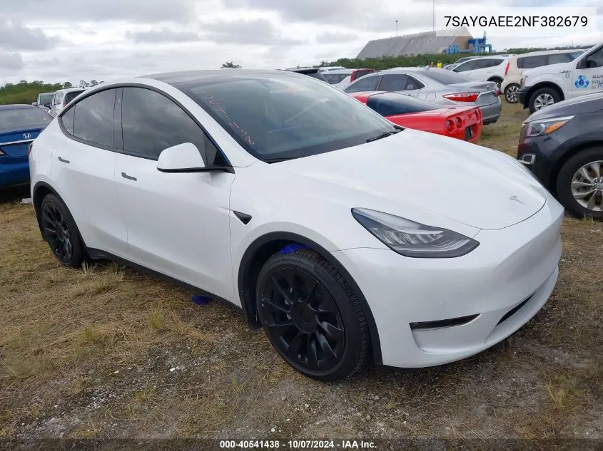 2022 Tesla Model Y Long Range Dual Motor All-Wheel Drive VIN: 7SAYGAEE2NF382679 Lot: 40541438