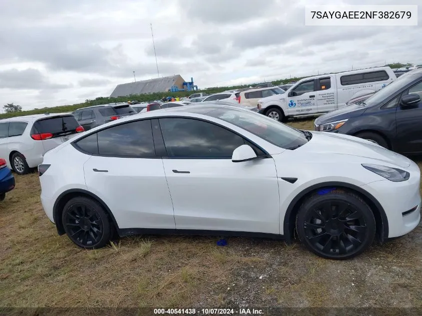 2022 Tesla Model Y Long Range Dual Motor All-Wheel Drive VIN: 7SAYGAEE2NF382679 Lot: 40541438