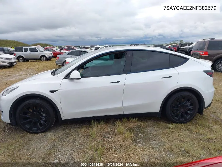 2022 Tesla Model Y Long Range Dual Motor All-Wheel Drive VIN: 7SAYGAEE2NF382679 Lot: 40541438