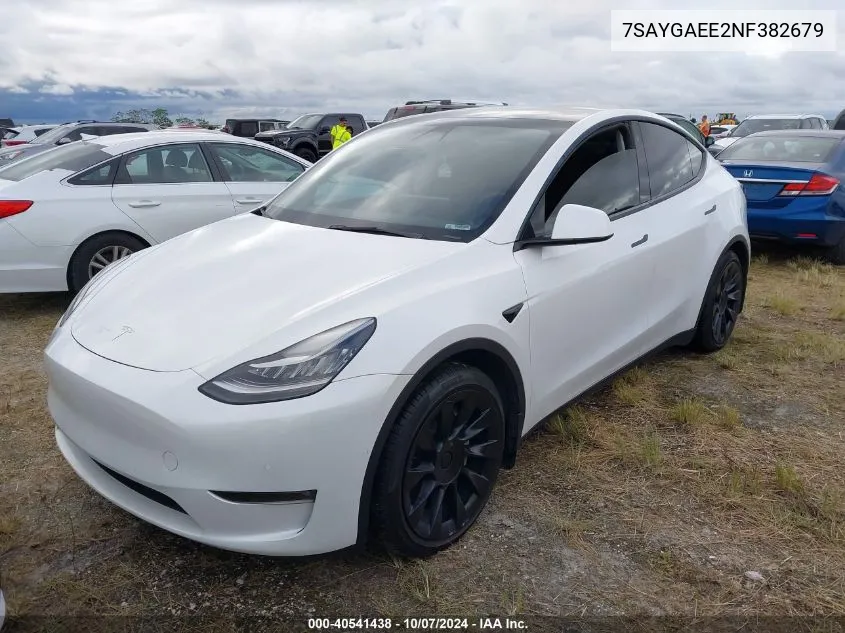 2022 Tesla Model Y Long Range Dual Motor All-Wheel Drive VIN: 7SAYGAEE2NF382679 Lot: 40541438