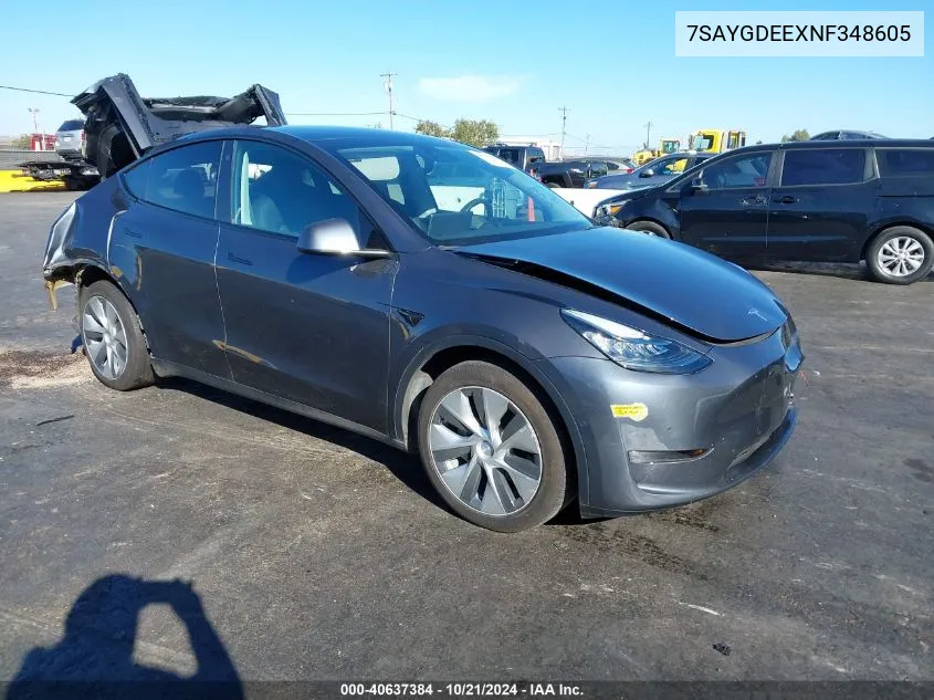 2022 Tesla Model Y Long Range Dual Motor All-Wheel Drive VIN: 7SAYGDEEXNF348605 Lot: 40637384