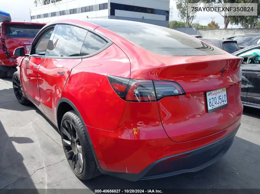 2022 Tesla Model Y Long Range Dual Motor All-Wheel Drive VIN: 7SAYGDEEXNF350824 Lot: 40656827