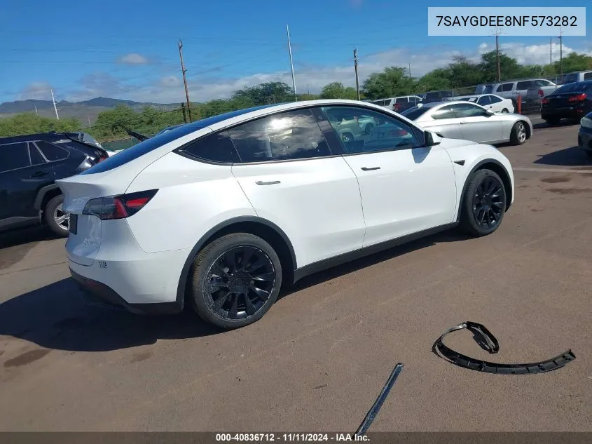 2022 Tesla Model Y Long Range Dual Motor All-Wheel Drive VIN: 7SAYGDEE8NF573282 Lot: 40836712