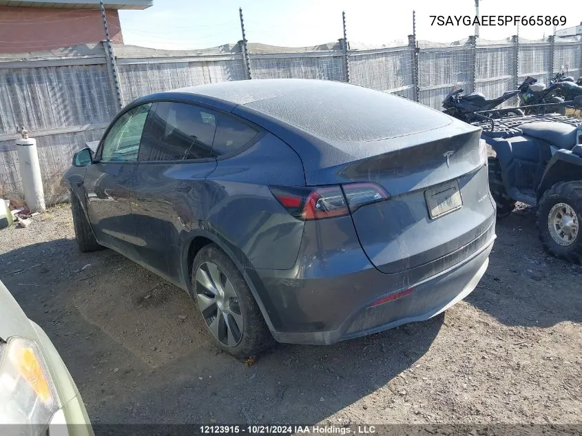 2023 Tesla Model Y VIN: 7SAYGAEE5PF665869 Lot: 12123915