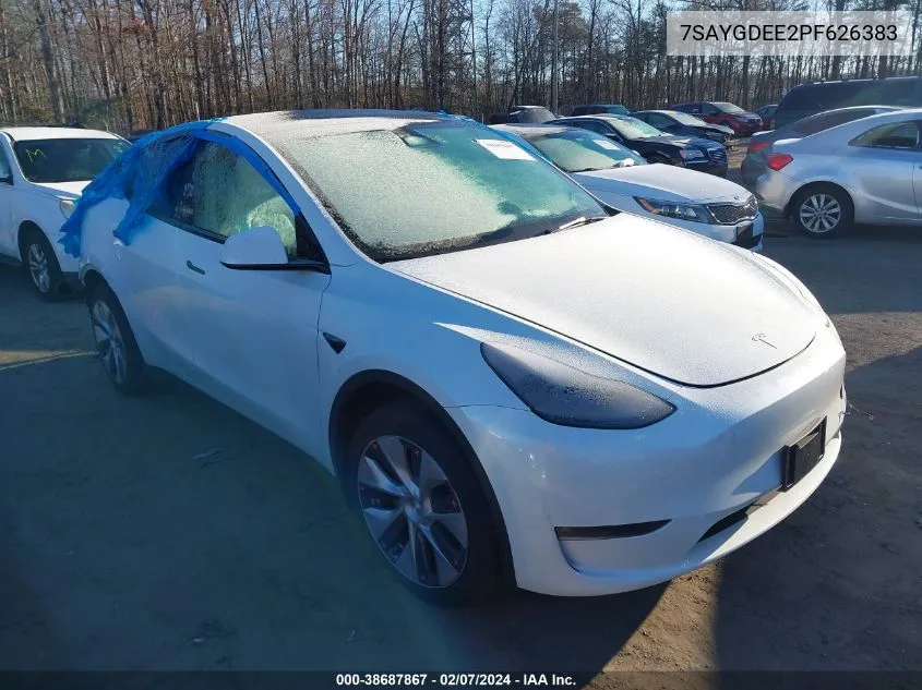 2023 Tesla Model Y Awd/Long Range Dual Motor All-Wheel Drive VIN: 7SAYGDEE2PF626383 Lot: 38687867