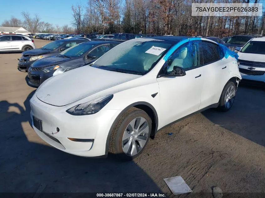 2023 Tesla Model Y Awd/Long Range Dual Motor All-Wheel Drive VIN: 7SAYGDEE2PF626383 Lot: 38687867