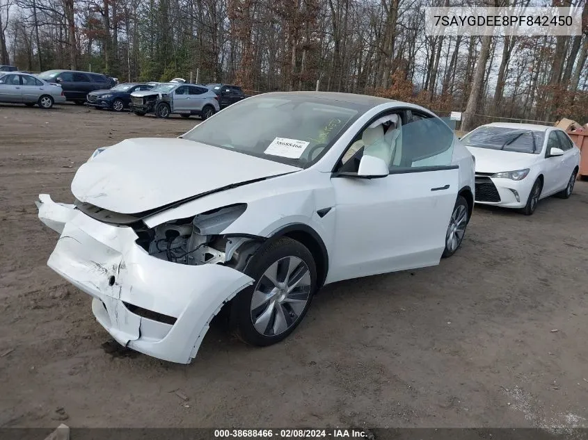 2023 Tesla Model Y Awd/Long Range Dual Motor All-Wheel Drive VIN: 7SAYGDEE8PF842450 Lot: 38688466