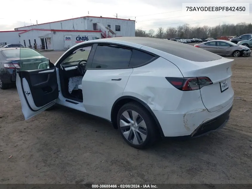 2023 Tesla Model Y Awd/Long Range Dual Motor All-Wheel Drive VIN: 7SAYGDEE8PF842450 Lot: 38688466