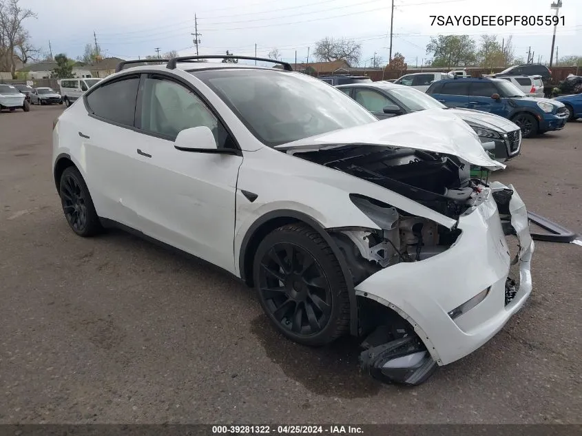 2023 Tesla Model Y Awd/Long Range Dual Motor All-Wheel Drive VIN: 7SAYGDEE6PF805591 Lot: 39281322