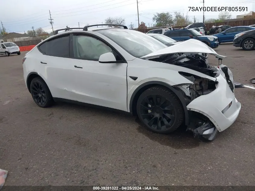 2023 Tesla Model Y Awd/Long Range Dual Motor All-Wheel Drive VIN: 7SAYGDEE6PF805591 Lot: 39281322