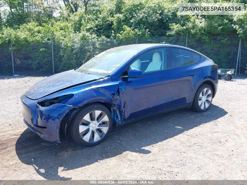 2023 Tesla Model Y Awd/Long Range Dual Motor All-Wheel Drive VIN: 7SAYGDEE5PA165354 Lot: 39340536