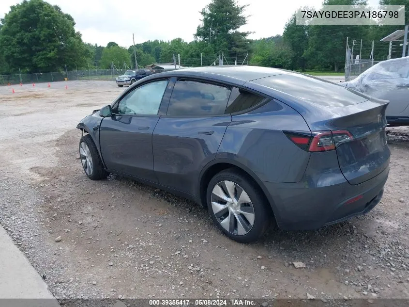 2023 Tesla Model Y Awd/Long Range Dual Motor All-Wheel Drive VIN: 7SAYGDEE3PA186798 Lot: 39355417