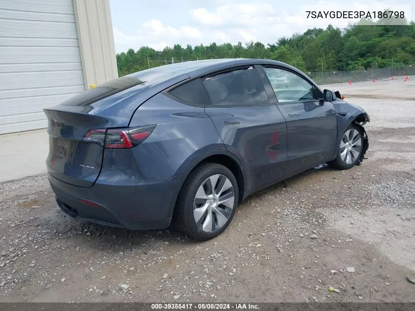 2023 Tesla Model Y Awd/Long Range Dual Motor All-Wheel Drive VIN: 7SAYGDEE3PA186798 Lot: 39355417