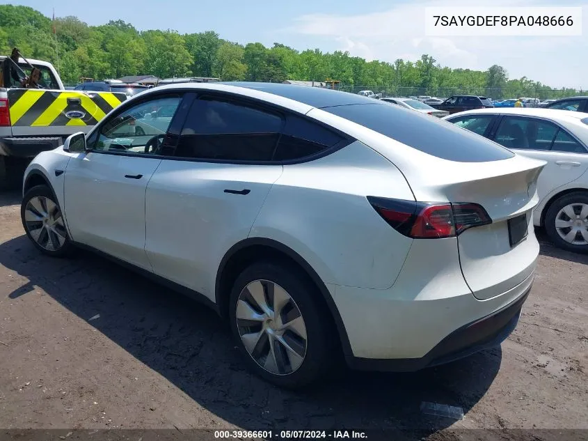 2023 Tesla Model Y VIN: 7SAYGDEF8PA048666 Lot: 39366601