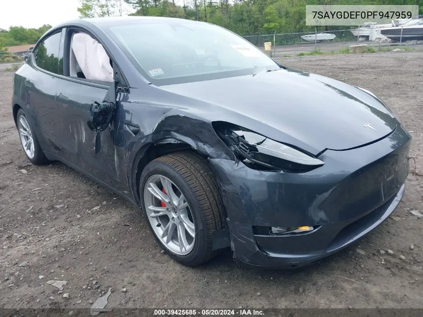 2023 Tesla Model Y Awd/Performance Dual Motor All-Wheel Drive VIN: 7SAYGDEF0PF947959 Lot: 39425685