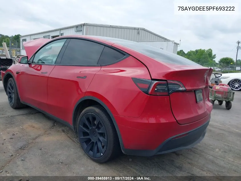 7SAYGDEE5PF693222 2023 Tesla Model Y Awd/Long Range Dual Motor All-Wheel Drive