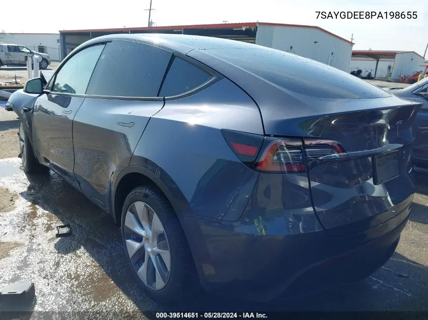 2023 Tesla Model Y Awd/Long Range Dual Motor All-Wheel Drive VIN: 7SAYGDEE8PA198655 Lot: 39514651