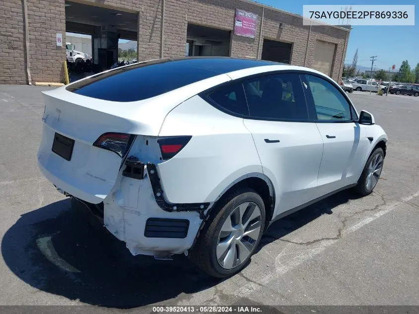 2023 Tesla Model Y Awd/Long Range Dual Motor All-Wheel Drive VIN: 7SAYGDEE2PF869336 Lot: 39520413