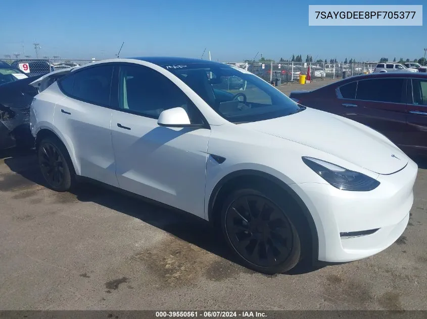 2023 Tesla Model Y Awd/Long Range Dual Motor All-Wheel Drive VIN: 7SAYGDEE8PF705377 Lot: 39550561