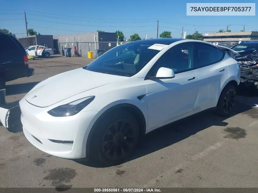 2023 Tesla Model Y Awd/Long Range Dual Motor All-Wheel Drive VIN: 7SAYGDEE8PF705377 Lot: 39550561