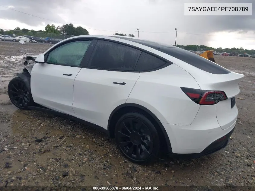 2023 Tesla Model Y Awd/Long Range Dual Motor All-Wheel Drive VIN: 7SAYGAEE4PF708789 Lot: 39565370