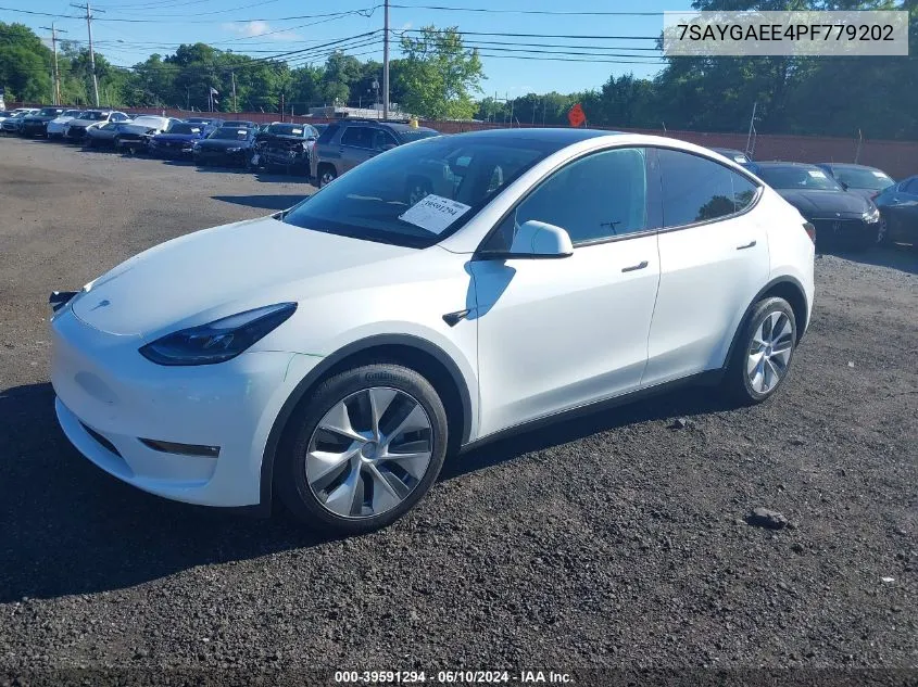 2023 Tesla Model Y Awd/Long Range Dual Motor All-Wheel Drive VIN: 7SAYGAEE4PF779202 Lot: 39591294