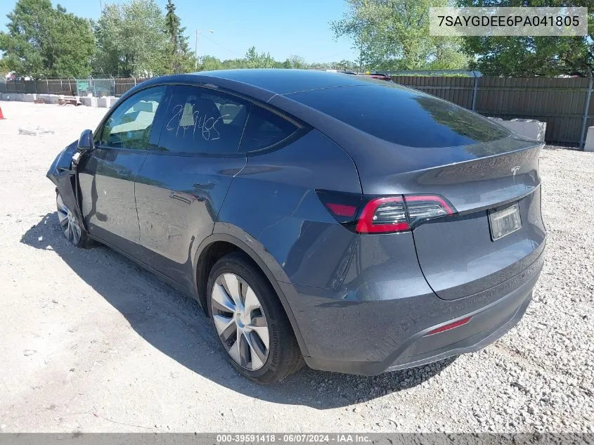 2023 Tesla Model Y Awd/Long Range Dual Motor All-Wheel Drive VIN: 7SAYGDEE6PA041805 Lot: 39591418