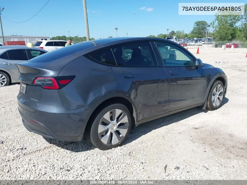 2023 Tesla Model Y Awd/Long Range Dual Motor All-Wheel Drive VIN: 7SAYGDEE6PA041805 Lot: 39591418