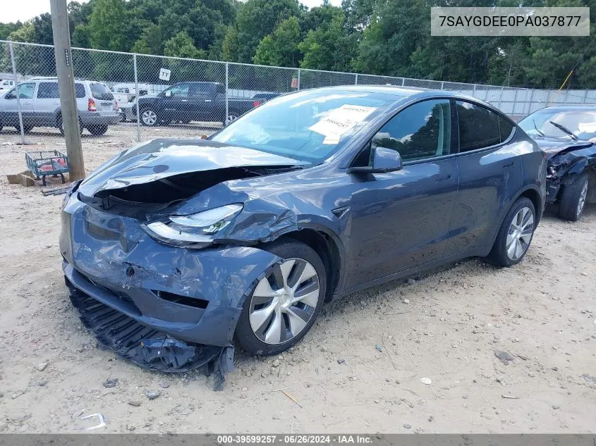 2023 Tesla Model Y Awd/Long Range Dual Motor All-Wheel Drive VIN: 7SAYGDEE0PA037877 Lot: 39599257