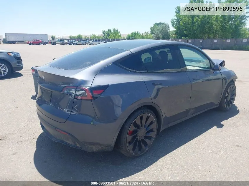 2023 Tesla Model Y Awd/Performance Dual Motor All-Wheel Drive VIN: 7SAYGDEF1PF899596 Lot: 39693501