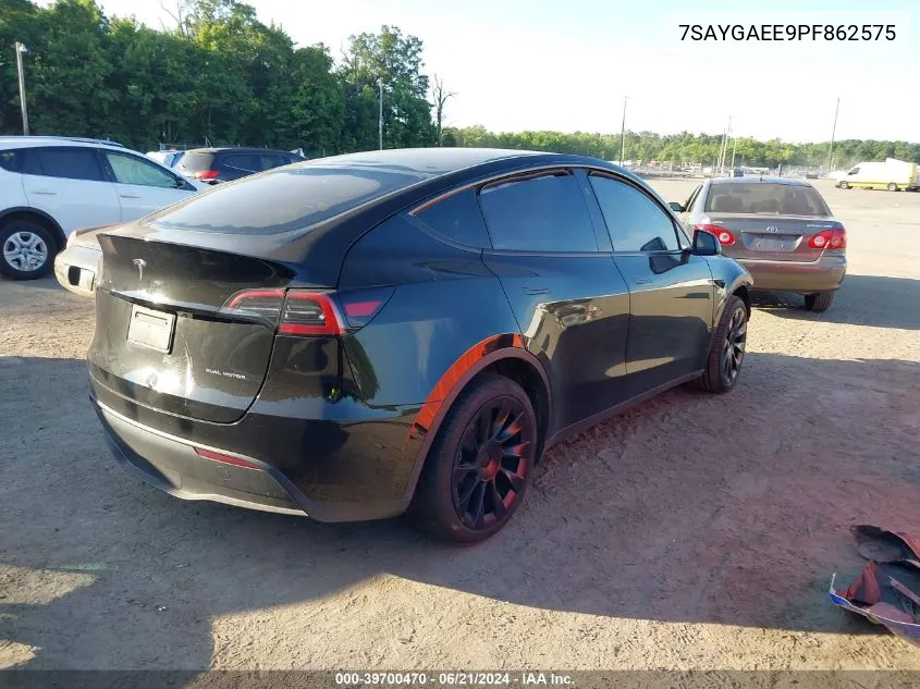 2023 Tesla Model Y Awd/Long Range Dual Motor All-Wheel Drive VIN: 7SAYGAEE9PF862575 Lot: 39700470