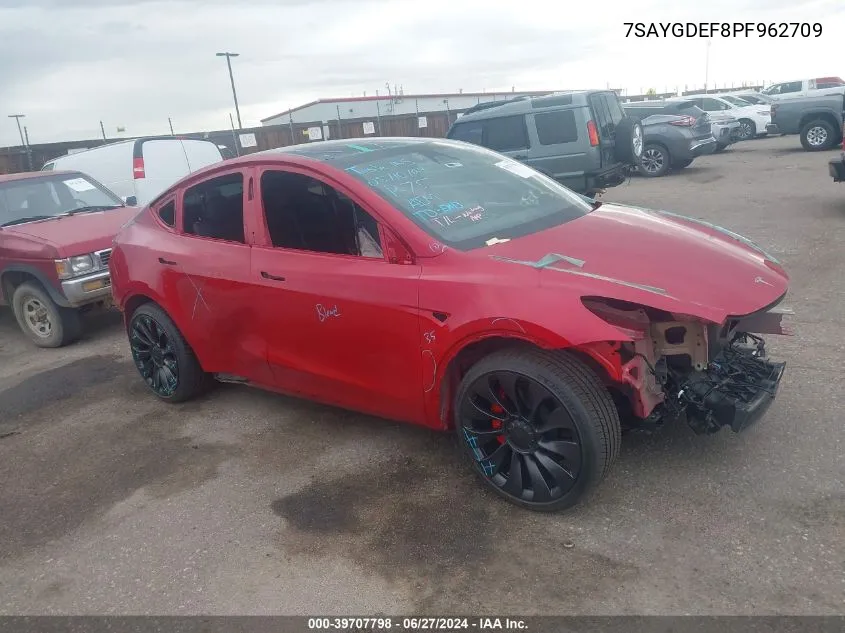 2023 Tesla Model Y VIN: 7SAYGDEF8PF962709 Lot: 39707798