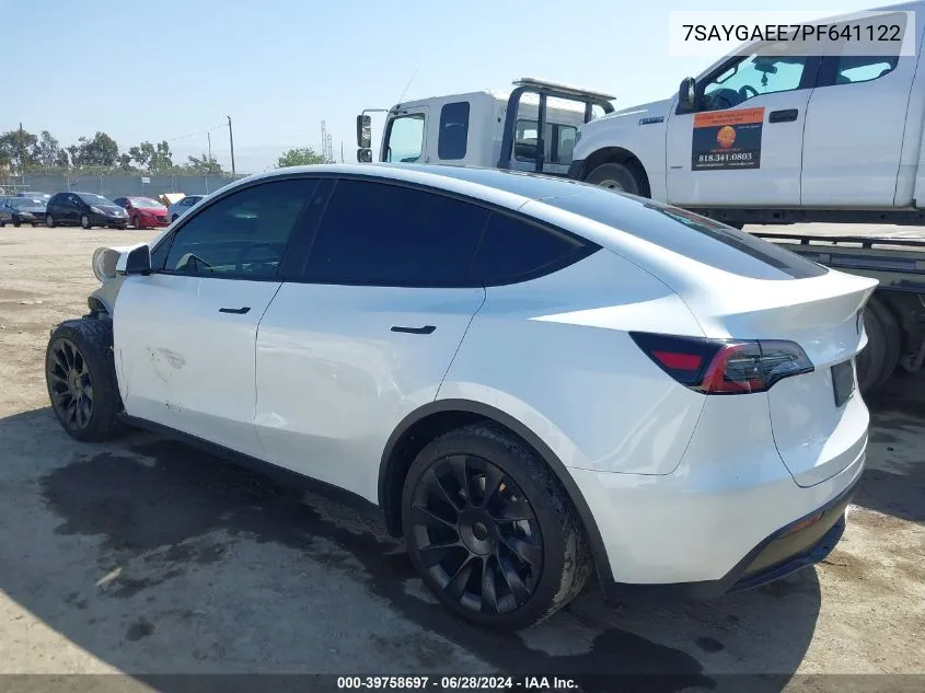 2023 Tesla Model Y Awd/Long Range Dual Motor All-Wheel Drive VIN: 7SAYGAEE7PF641122 Lot: 39758697