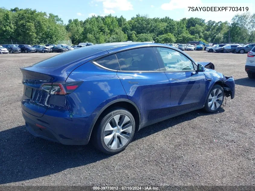 2023 Tesla Model Y Awd/Long Range Dual Motor All-Wheel Drive VIN: 7SAYGDEEXPF703419 Lot: 39773012