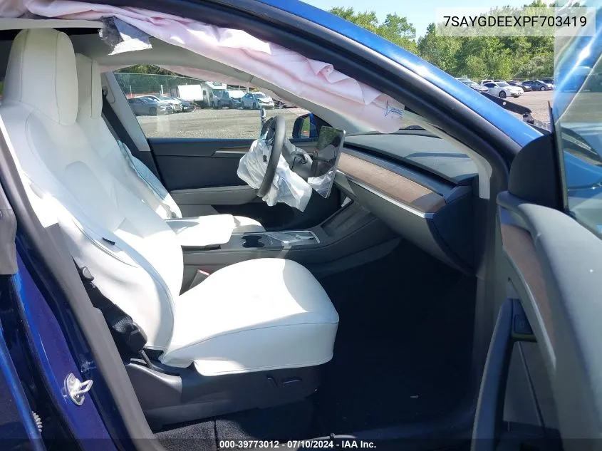 2023 Tesla Model Y Awd/Long Range Dual Motor All-Wheel Drive VIN: 7SAYGDEEXPF703419 Lot: 39773012