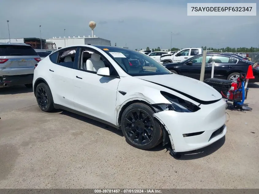 2023 Tesla Model Y Awd/Long Range Dual Motor All-Wheel Drive VIN: 7SAYGDEE6PF632347 Lot: 39781457