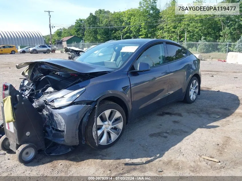 2023 Tesla Model Y Awd/Long Range Dual Motor All-Wheel Drive VIN: 7SAYGDEE0PA119477 Lot: 39793914