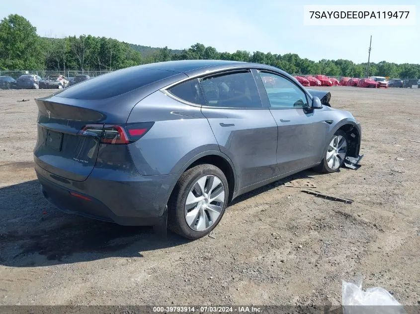 2023 Tesla Model Y Awd/Long Range Dual Motor All-Wheel Drive VIN: 7SAYGDEE0PA119477 Lot: 39793914