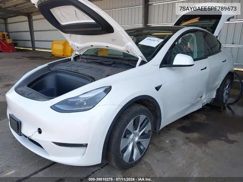 2023 Tesla Model Y Awd/Long Range Dual Motor All-Wheel Drive VIN: 7SAYGAEE5PF789673 Lot: 39810275