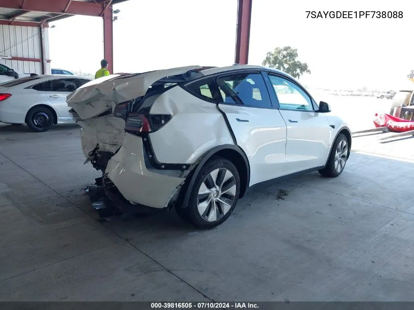 2023 Tesla Model Y Awd/Long Range Dual Motor All-Wheel Drive VIN: 7SAYGDEE1PF738088 Lot: 39816505