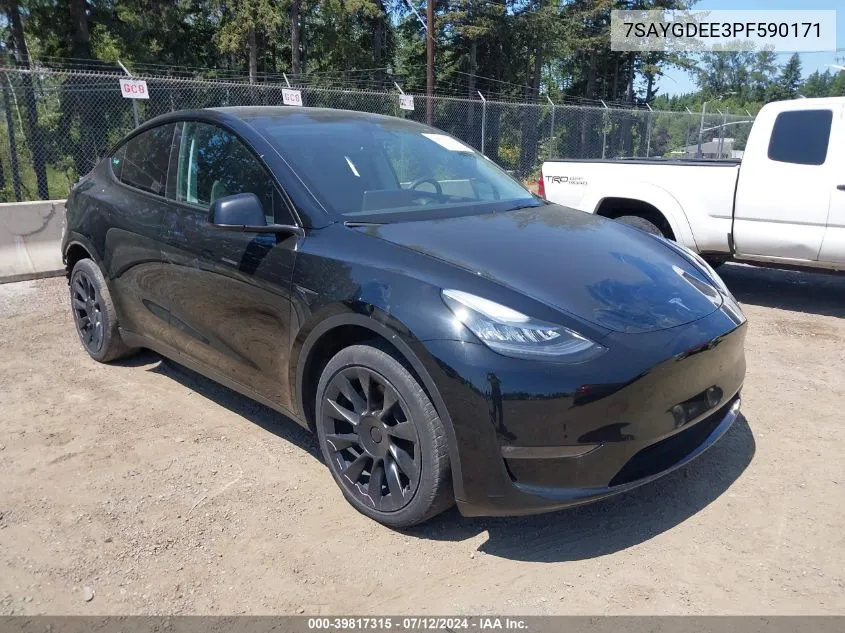 2023 Tesla Model Y Awd/Long Range Dual Motor All-Wheel Drive VIN: 7SAYGDEE3PF590171 Lot: 39817315