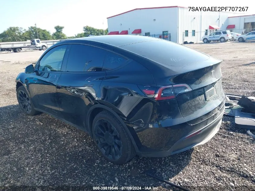 2023 Tesla Model Y Awd/Long Range Dual Motor All-Wheel Drive VIN: 7SAYGAEE2PF707267 Lot: 39819546